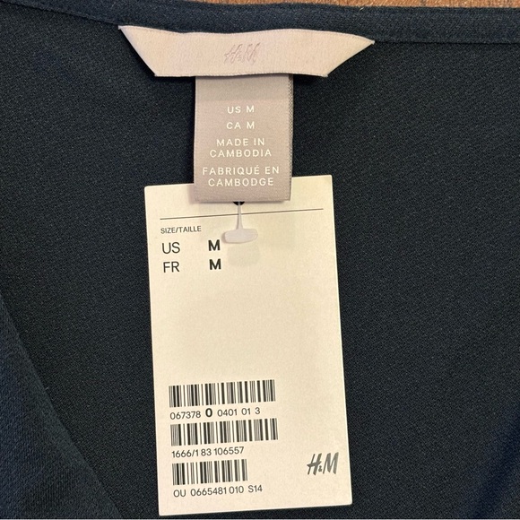 NWT H&M Navy Blue Faux Wrap Midi Dress Size Medium M - Picture 4 of 5